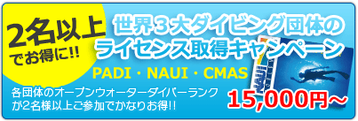 PADI、NAUI、CMASのダイビングラインセス取得なら石垣島で！！